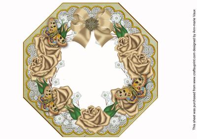Coffee Roses Olive Octagon 8in Picture Shaker Frame