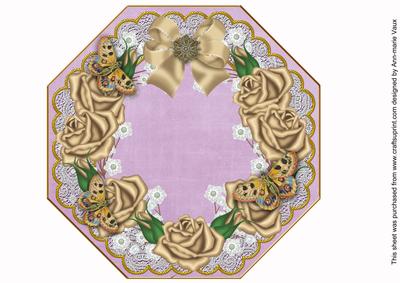 Coffee Roses Lilac Octagon 8in Picture Topper Sheet