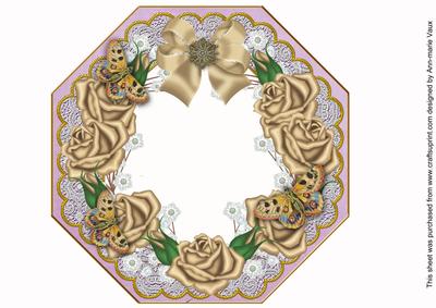 Coffee Roses Lilac Octagon 8in Picture Shaker Frame