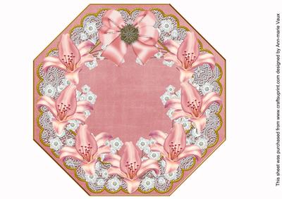 Pink Lily Pink Octagon 8in Picture Topper Sheet