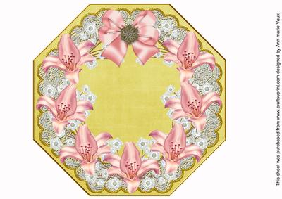 Pink Lily Lemon Octagon 8in Picture Topper Sheet