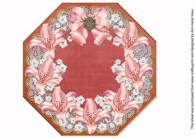 Pink Lily Red Octagon 8in Picture Topper Sheet