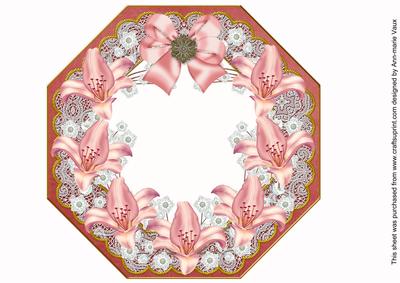 Pink Lily Red Octagon 8in Picture Shaker Frame