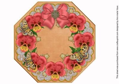 Red Pansy Orange Octagon 8in Picture Topper Sheet