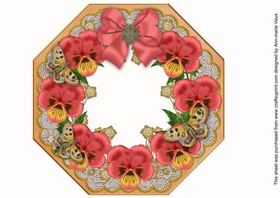 Red Pansy Orange Octagon 8in Picture Shaker Frame