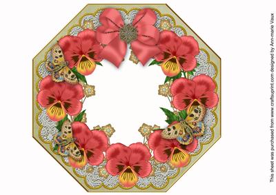 Red Pansy Olive Octagon 8in Picture Shaker Frame