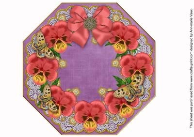 Red Pansy Purple Octagon 8in Picture Topper Sheet