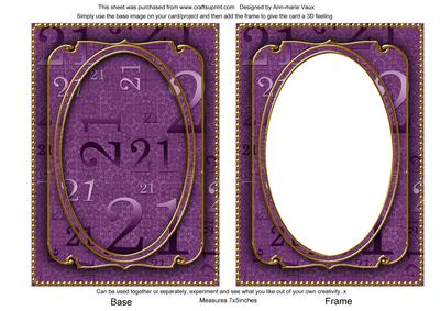 Purple 21st Birthday 7x5in Shaker Frame and Base