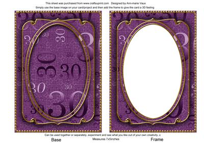 Purple 30th Birthday 7x5in Shaker Frame and Base