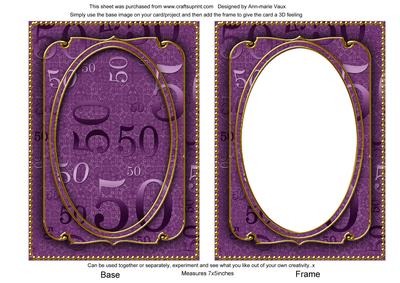 Purple 50th Birthday 7x5in Shaker Frame and Base