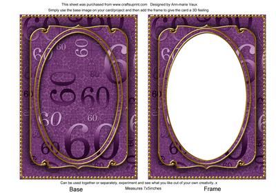 Purple 60th Birthday 7x5in Shaker Frame and Base
