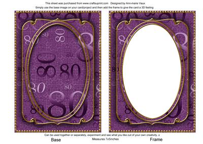 Purple 80th Birthday 7x5in Shaker Frame and Base
