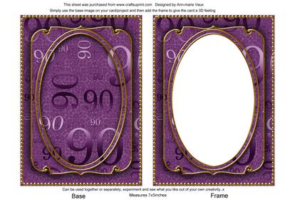 Purple 90th Birthday 7x5in Shaker Frame and Base