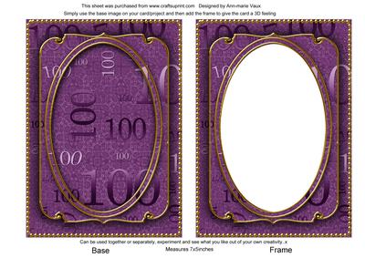 Purple 100th Birthday 7x5in Shaker Frame and Base