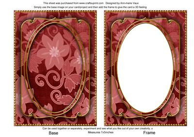 Red All Over Floral 7x5in Shaker Frame and Base
