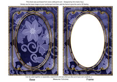 Blue All Over Floral 7x5in Shaker Frame and Base