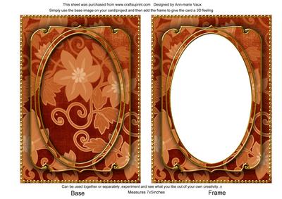 Burnt Orange All Over Floral 7x5in Shaker Frame and Base