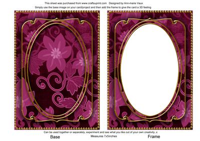 Cerise All Over Floral 7x5in Shaker Frame and Base