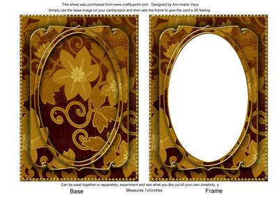 Gold All Over Floral 7x5in Shaker Frame and Base