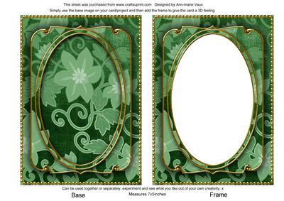 Mid Green All Over Floral 7x5in Shaker Frame and Base