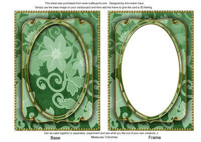 Mint Green All Over Floral 7x5in Shaker Frame and Base