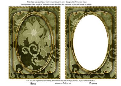 Olive All Over Floral 7x5in Shaker Frame and Base