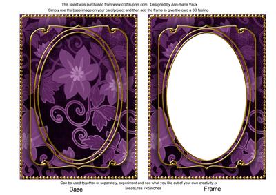 Purple All Over Floral 7x5in Shaker Frame and Base