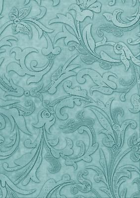 Dusky Teal Vintage Calico Swirl A4 Backing Paper