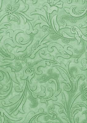 Mid Green Vintage Calico Swirl A4 Backing Paper