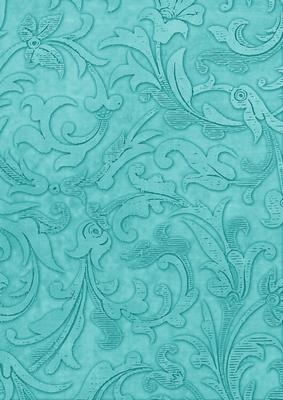 Teal Vintage Calico Swirl A4 Backing Paper