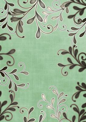 Mid Green Coloured Silver Swirls A4 Backing Paper
