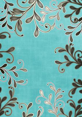 Teal Coloured Silver Swirls A4 Backing Paper