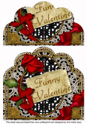 Funny Valentine Red Rose Giant 8in Scallop Bottom Stacker