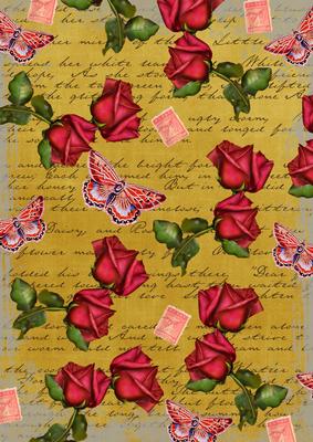 Gold Rose Vintage Stamp A4 Backing Paper