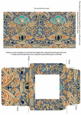 Burnt Orange Dark Enamel Damask Midi Card Envelope Sheet