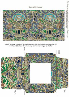 Dark Green Dark Enamel Damask Midi Card Envelope Sheet
