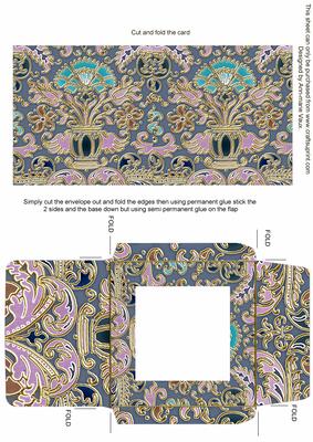 Lilac Dark Enamel Damask Midi Card Envelope Sheet