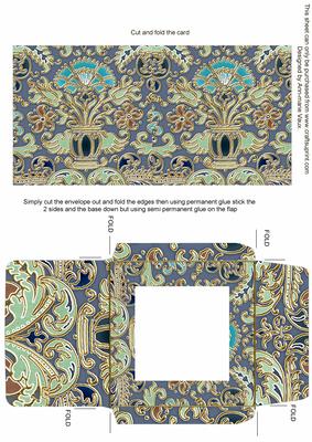 Mint Green Dark Enamel Damask Midi Card Envelope Sheet