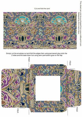 Purple Dark Enamel Damask Midi Card Envelope Sheet