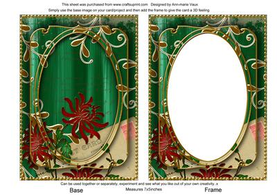Dark Green Paint Red Honeysuckle 7x5in Shaker Frame and Base