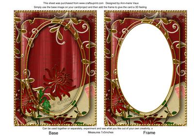 Dark Red Painted Red Honeysuckle 7x5in Shaker Frame and Base