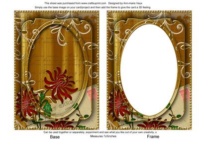 Gold Painted Red Honeysuckle 7x5in Shaker Frame and Base