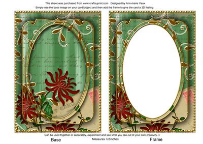 Mid Green Paint Red Honeysuckle 7x5in Shaker Frame and Base