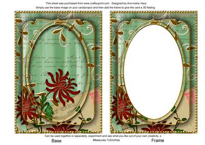 Mint Green Paint Red Honeysuckle 7x5in Shaker Frame and Base