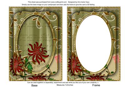 Olive Painted Red Honeysuckle 7x5in Shaker Frame and Base
