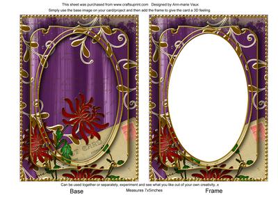Purple Painted Red Honeysuckle 7x5in Shaker Frame and Base