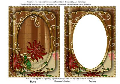 Tea Painted Red Honeysuckle 7x5in Shaker Frame and Base