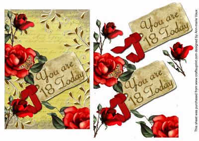 Red Rose Postcard Lemon 18 Today Tag Step by Step Sheet