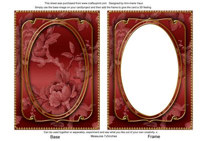 Dark Red Metallic All Over Rose 7x5in Shaker Frame and Base