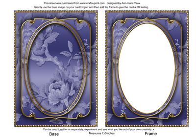 Blue Metallic All Over Rose 7x5in Shaker Frame and Base